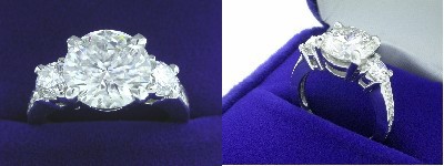 Round Diamond Ring: 2.52 carat with 0.65 tcw Ingwer mounting