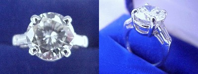Round Diamond Ring: 3.44 carat with Straight Baguette diamonds