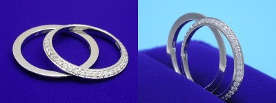 Bez Ambar Diamond Wedding Band: Round 0.58 tcw Bookends Style Pave Set Diamonds