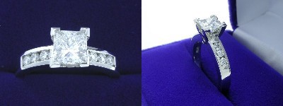 Princess Cut Diamond Ring 1.01-carat in Leo Ingwer setting with 0.24 tcw round channel-set diamonds