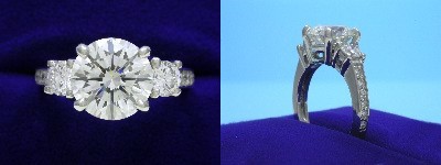 Round Brilliant Cut Diamond Ring 2.52-carat in Leo Ingwer setting with 0.65 tcw round diamonds