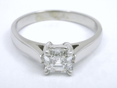 Asscher Cut Diamond Ring: 1.01 carat weight in Leo Ingwer Cathedral ...
