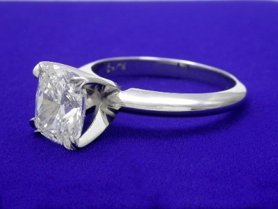 Cushion Cut Diamond Ring: 1.83 carat with 1.16 ratio in Solitaire style ...