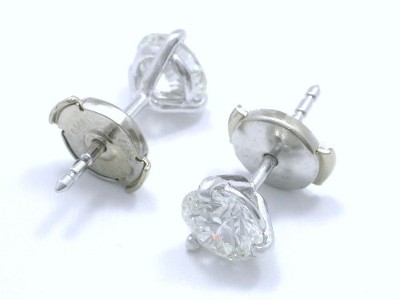 Round Brilliant Cut Earrings: 1.27 tcw in 3-Prong Martini-Style ...