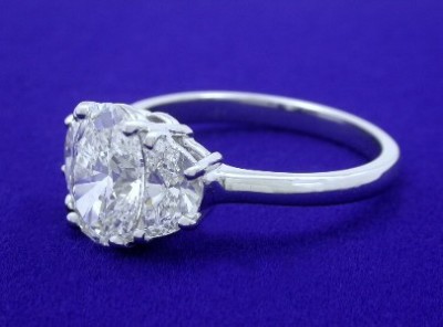 Oval Cut Diamond Ring: 1.22 carat with 1.44 ratio in 0.70 tcw Crescent ...