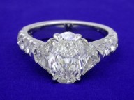 Oval Cut Diamond Ring: 2.28 carat with 0.65 tcw Crescent Moon and 0.71 ...