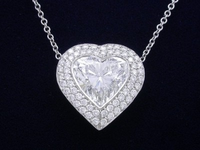Heart Shaped Pendant: 2.10 carat with 0.55 tcw Double Row Bez Ambar ...