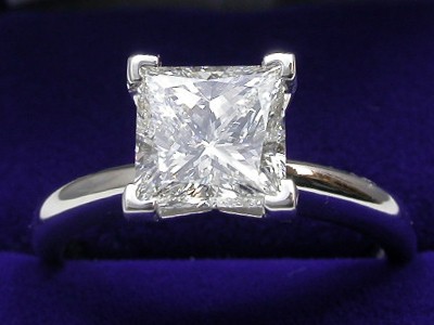 Princess Cut Diamond Ring: 1.72 carat H VS1 in Solitaire style mounting ...