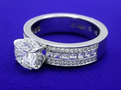 Round Diamond Ring: 1.23 carat with 0.46 tcw Blaze Cut and 0.23 tcw ...
