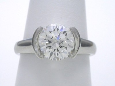 Round Diamond Ring: 1.45 carat in Half Bezel style mounting | Diamond ...